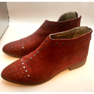 QUPID - Red Studded Ankle Boots - Size 9 - Slightluy Worn, See Pics - CUTE!